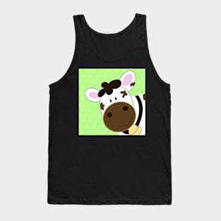 Cute Happy Cow -  Green Tank Top